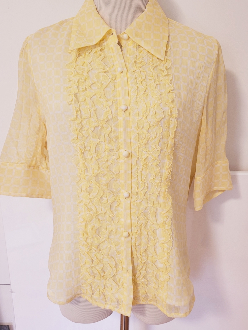 Ann Klein Silk Button Down SS.